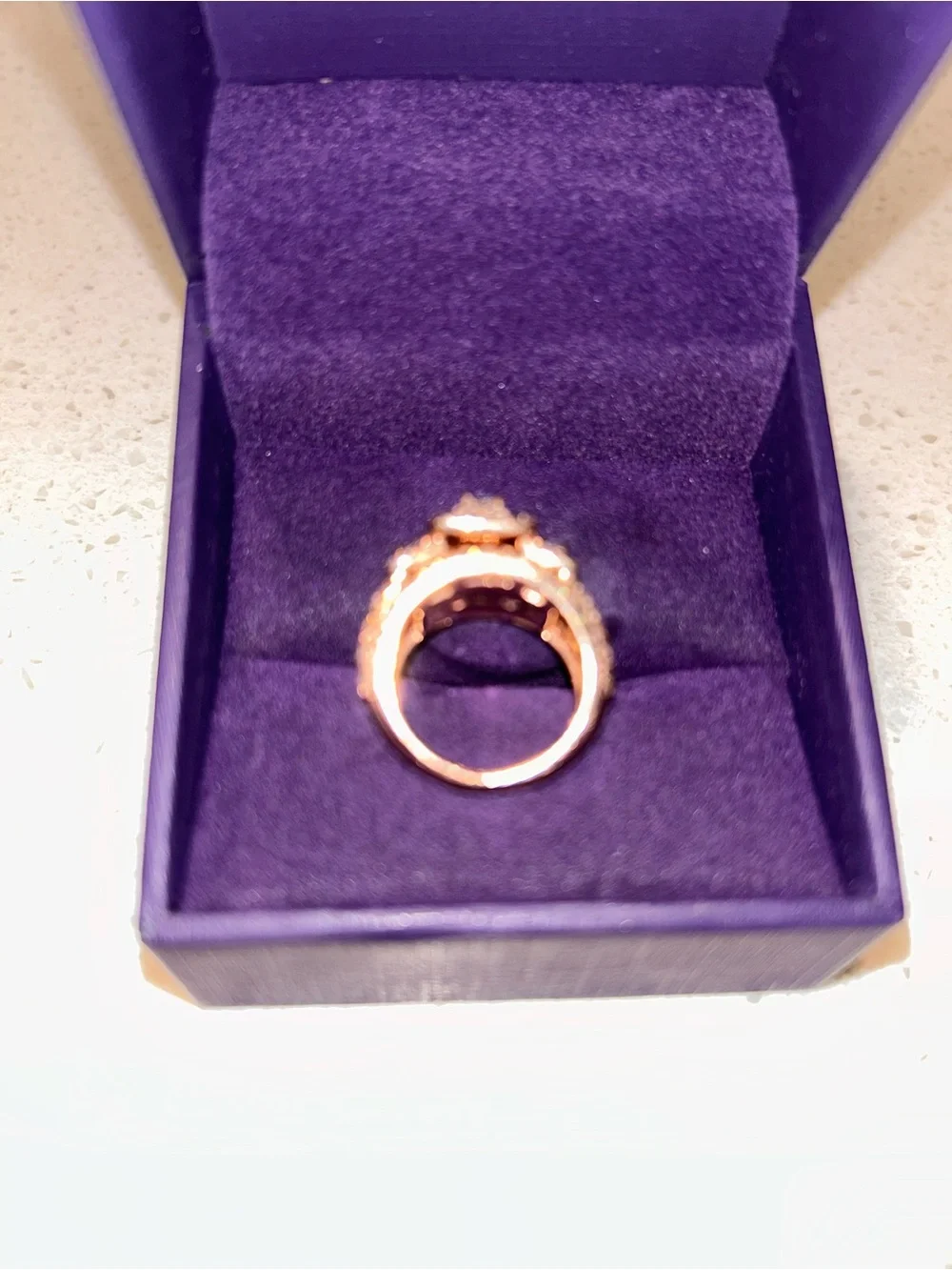 Rose Gold and White CZ Emerald Statement Natural Ring - Women Jewelry